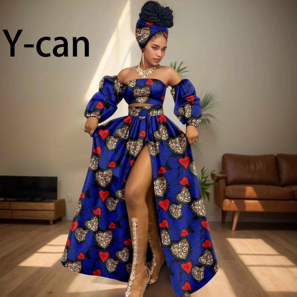 Make a bold and confident statement with this African Print 2-Piece Women’s Outfit, designed to celebrate vibrant culture