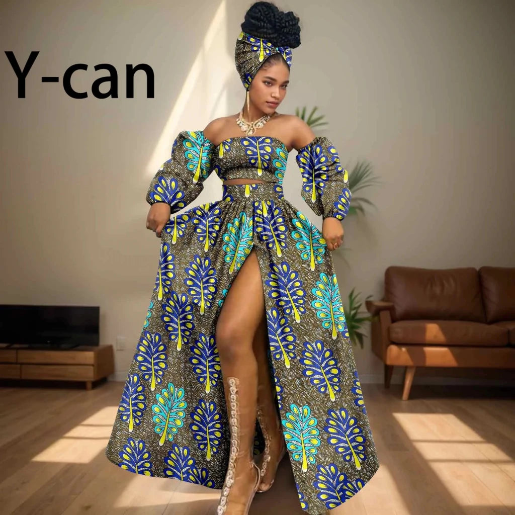Make a bold and confident statement with this African Print 2-Piece Women’s Outfit, designed to celebrate vibrant culture