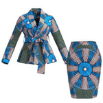 African Women Top and Skirt Set Long Sleeve Lady Skirts Set Ankara Print Suits Custom Party Clothing Cotton Wy10871 - Free Delivery Worldwide only at Flexi Africa