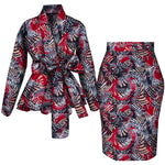 African Women Top and Skirt Set Long Sleeve Lady Skirts Set Ankara Print Suits Custom Party Clothing Cotton Wy10871 - Free Delivery Worldwide only at Flexi Africa