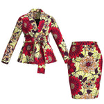 African Women Top and Skirt Set Long Sleeve Lady Skirts Set Ankara Print Suits Custom Party Clothing Cotton Wy10871 - Free Delivery Worldwide only at Flexi Africa