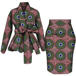 African Women Top and Skirt Set Long Sleeve Lady Skirts Set Ankara Print Suits Custom Party Clothing Cotton Wy10871 - Free Delivery Worldwide only at Flexi Africa