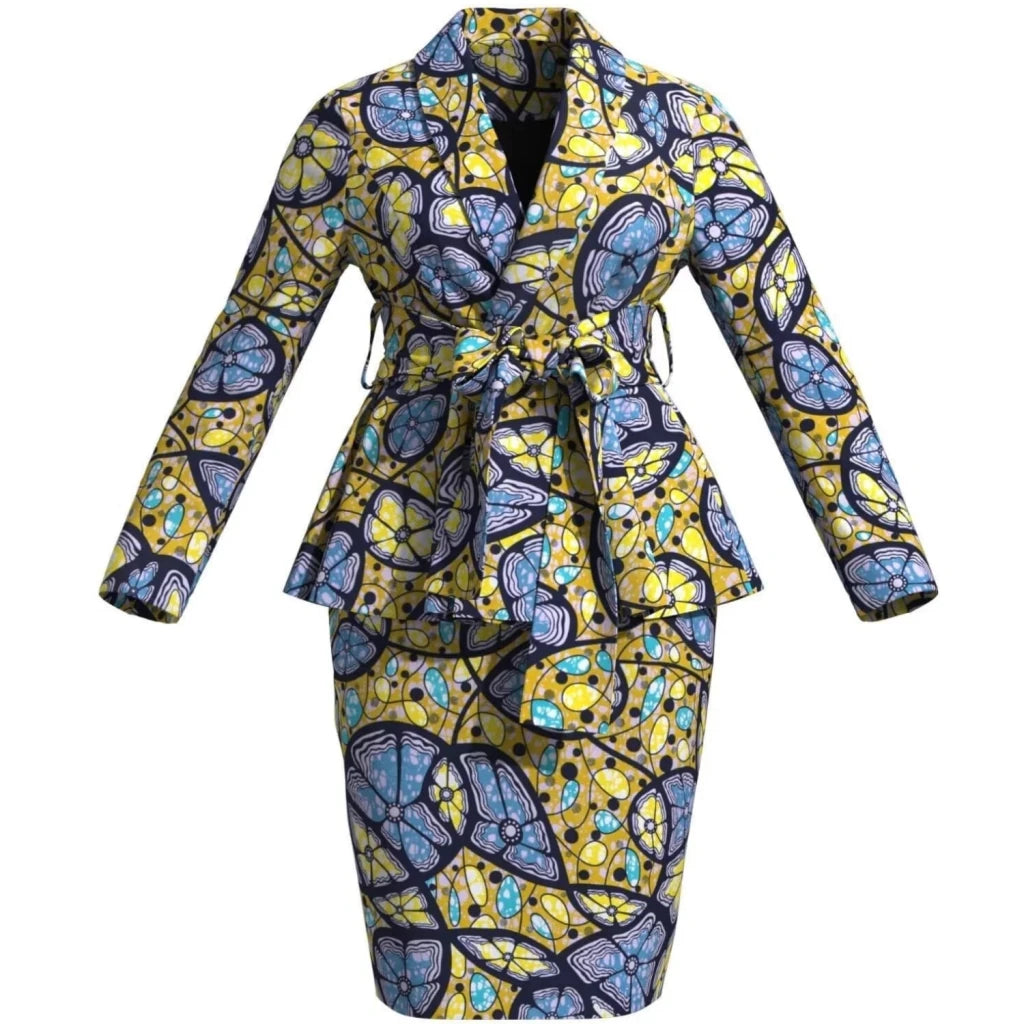 African Women Top and Skirt Set Long Sleeve Lady Skirts Set Ankara Print Suits Custom Party Clothing Cotton Wy10871 - Free Delivery Worldwide only at Flexi Africa