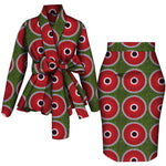 African Women Top and Skirt Set Long Sleeve Lady Skirts Set Ankara Print Suits Custom Party Clothing Cotton Wy10871 - Free Delivery Worldwide only at Flexi Africa