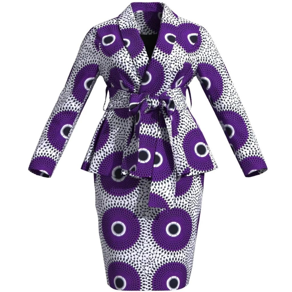 African Women Top and Skirt Set Long Sleeve Lady Skirts Set Ankara Print Suits Custom Party Clothing Cotton Wy10871 - Free Delivery Worldwide only at Flexi Africa