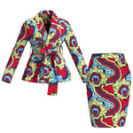African Women Top and Skirt Set Long Sleeve Lady Skirts Set Ankara Print Suits Custom Party Clothing Cotton Wy10871 - Free Delivery Worldwide only at Flexi Africa