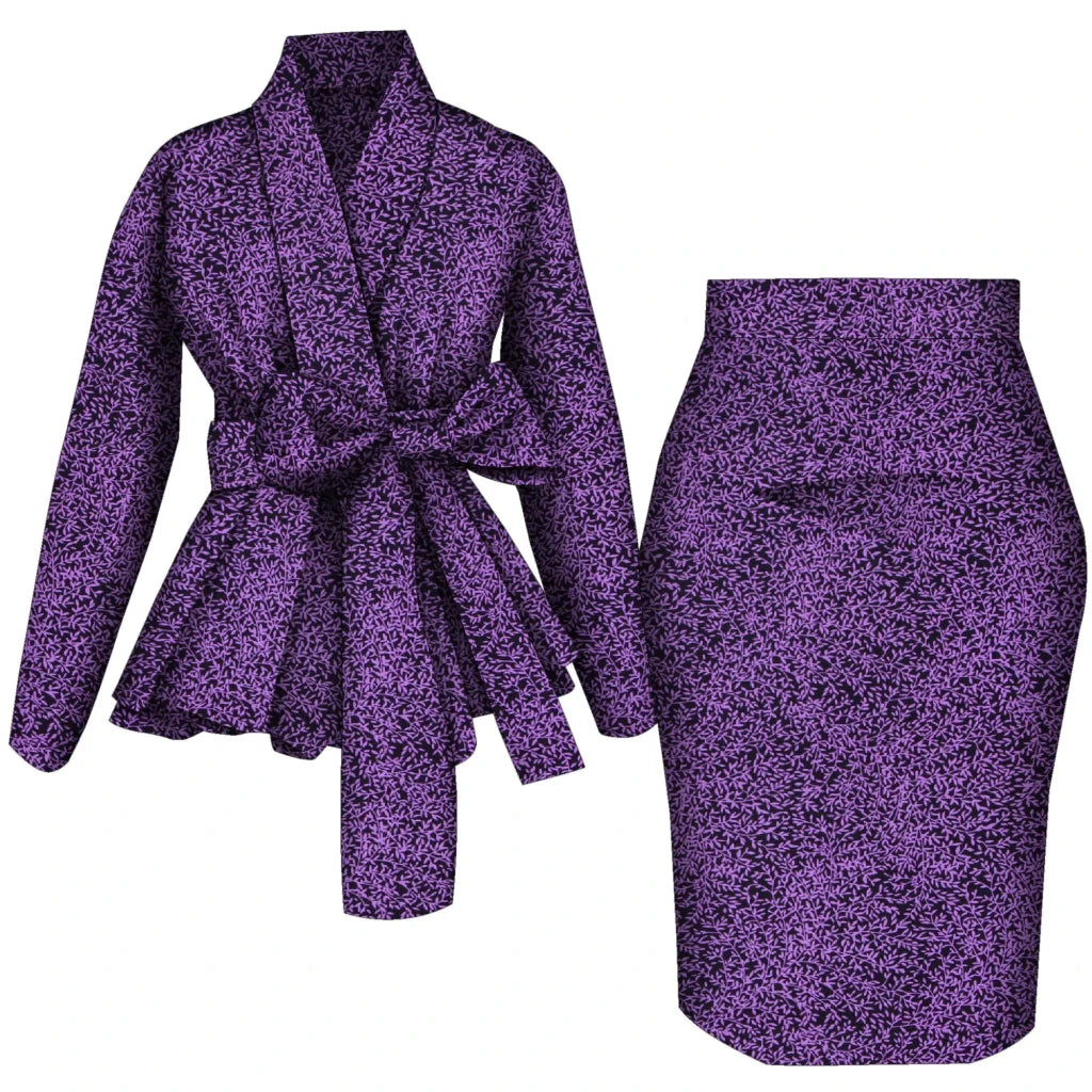 African Women Top and Skirt Set Long Sleeve Lady Skirts Set Ankara Print Suits Custom Party Clothing Cotton Wy10871 - Free Delivery Worldwide only at Flexi Africa