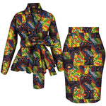 African Women Top and Skirt Set Long Sleeve Lady Skirts Set Ankara Print Suits Custom Party Clothing Cotton Wy10871 - Free Delivery Worldwide only at Flexi Africa