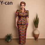 African Women Zipper Top & Slim Fit Skirt Set - Free Delivery Worldwide only at Flexi Africa