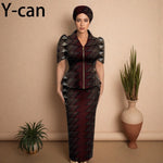 African Women Zipper Top & Slim Fit Skirt Set - Free Delivery Worldwide only at Flexi Africa