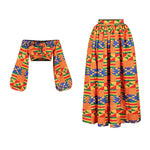 African Women’s 2 - Piece Dress Set – Dashiki Print Off - Shoulder Long Sleeve Top & Split Skirt Outfit - Free Delivery Worldwide only at Flexi Africa