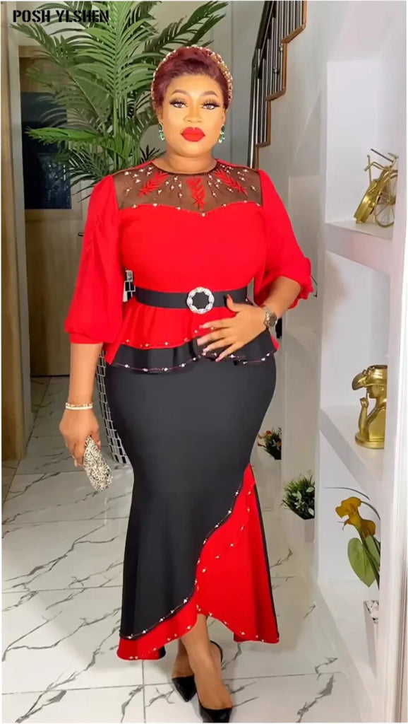 African Women’s 2 - Piece Outfit Set – Dashiki Ankara Top & Skirt Suit Plus Size Wedding & Party Wear - Free Delivery Worldwide only at Flexi Africa