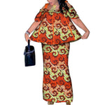 African Women’s 2PC Mermaid Skirt Set – Short Sleeve Top & Ankle-Length Party Outfit - Free Delivery Worldwide only at Flexi Africa