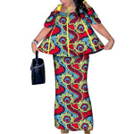 African Women’s 2PC Mermaid Skirt Set – Short Sleeve Top & Ankle-Length Party Outfit - Free Delivery Worldwide only at Flexi Africa