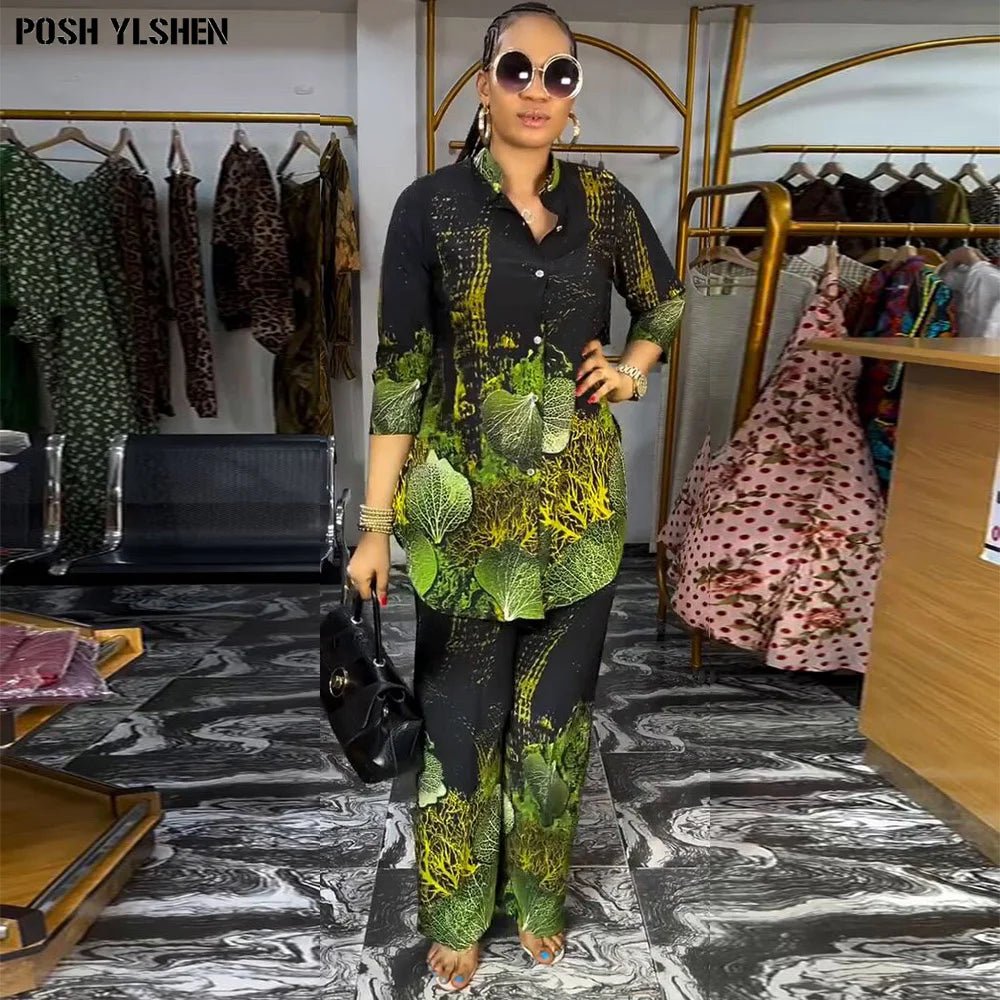 African Women’s 2PC Pant Set – Stylish Summer Matching Outfit Collection - Free Delivery Worldwide only at Flexi Africa