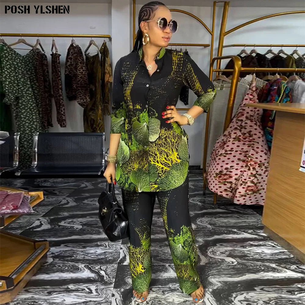 African Women’s 2PC Pant Set – Stylish Summer Matching Outfit Collection - Free Delivery Worldwide only at Flexi Africa