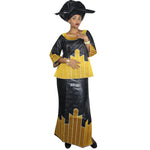 African Women’s 3PC Outfit – 3/4 Sleeve Top, Wrapper Skirt & Matching Scarf Set - Free Delivery Worldwide only at Flexi Africa