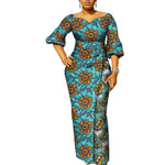 African Women’s Ankara Maxi Dress – Lantern Sleeve Elegant Party Dress - Free Delivery Worldwide only at Flexi Africa