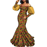 Buy African Women’s Dress – Long Sleeve Dashiki Print Off-Shoulder Wedding & Party Gown for only $62.40 at Flexi Africa!