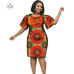 African Women’s Cotton Wax Print Dress – Dashiki Short Sleeve O - Neck Pencil Dress - Free Delivery Worldwide only at Flexi Africa