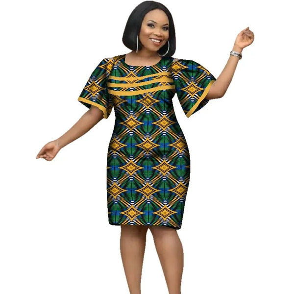 African Dashiki Pencil Dress – Cotton Wax Print