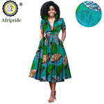 African Women’s Dress – Elegant V - Neck Short Sleeve High - Waist Formal Dress - Free Delivery Worldwide only at Flexi Africa