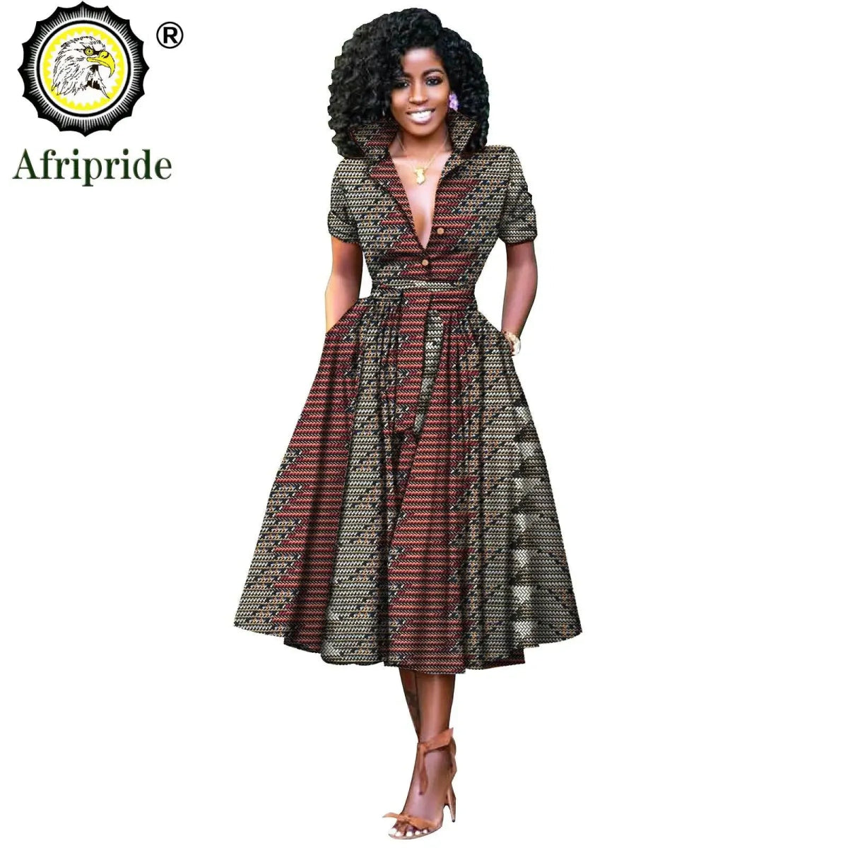 African Women's Dress Short Sleeve High-Waist Formal Dress Flexi Africa African Women's Dress Short Sleeve High-Waist Formal Dress Flexi Africa