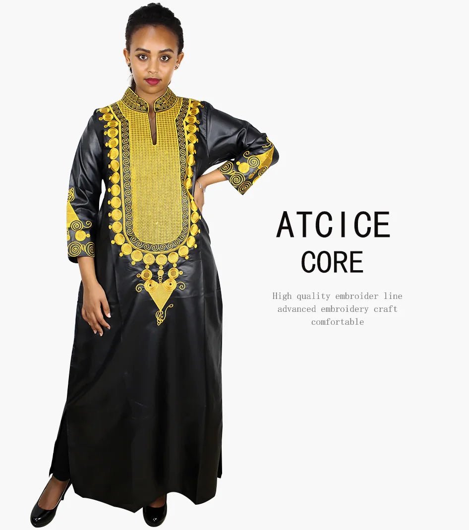 African Women's Kaftan Dress – Embroidered Long Dress Without Scarf - Free Delivery Worldwide only at Flexi Africa