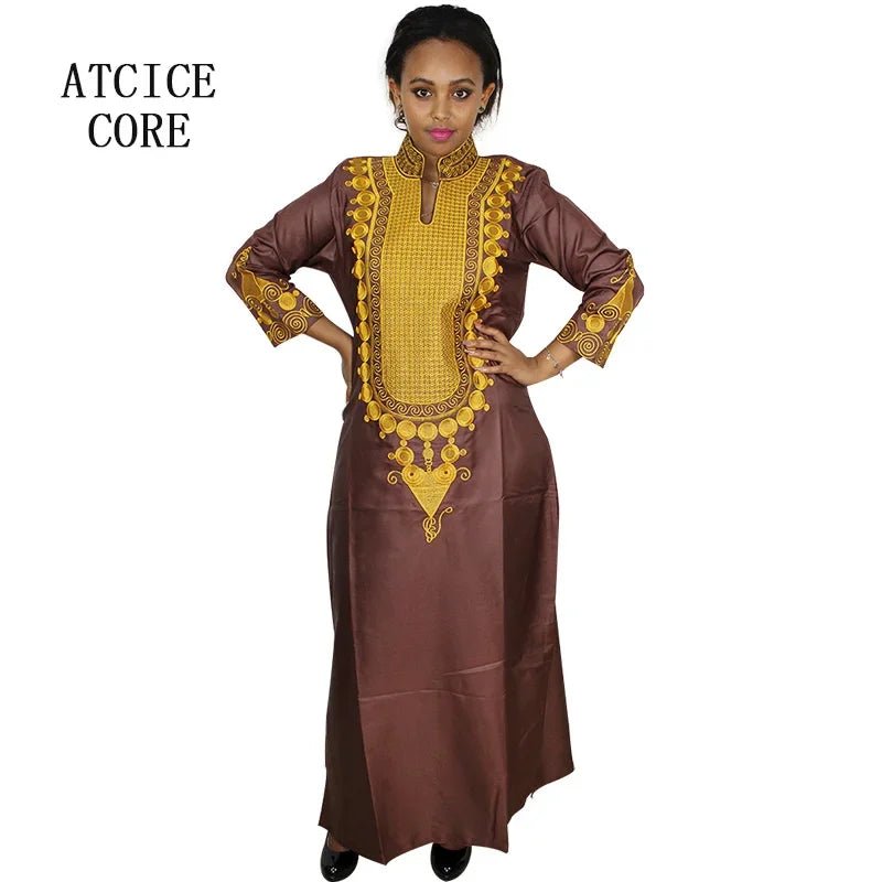 African Women's Kaftan Dress – Embroidered Long Dress Without Scarf - Free Delivery Worldwide only at Flexi Africa
