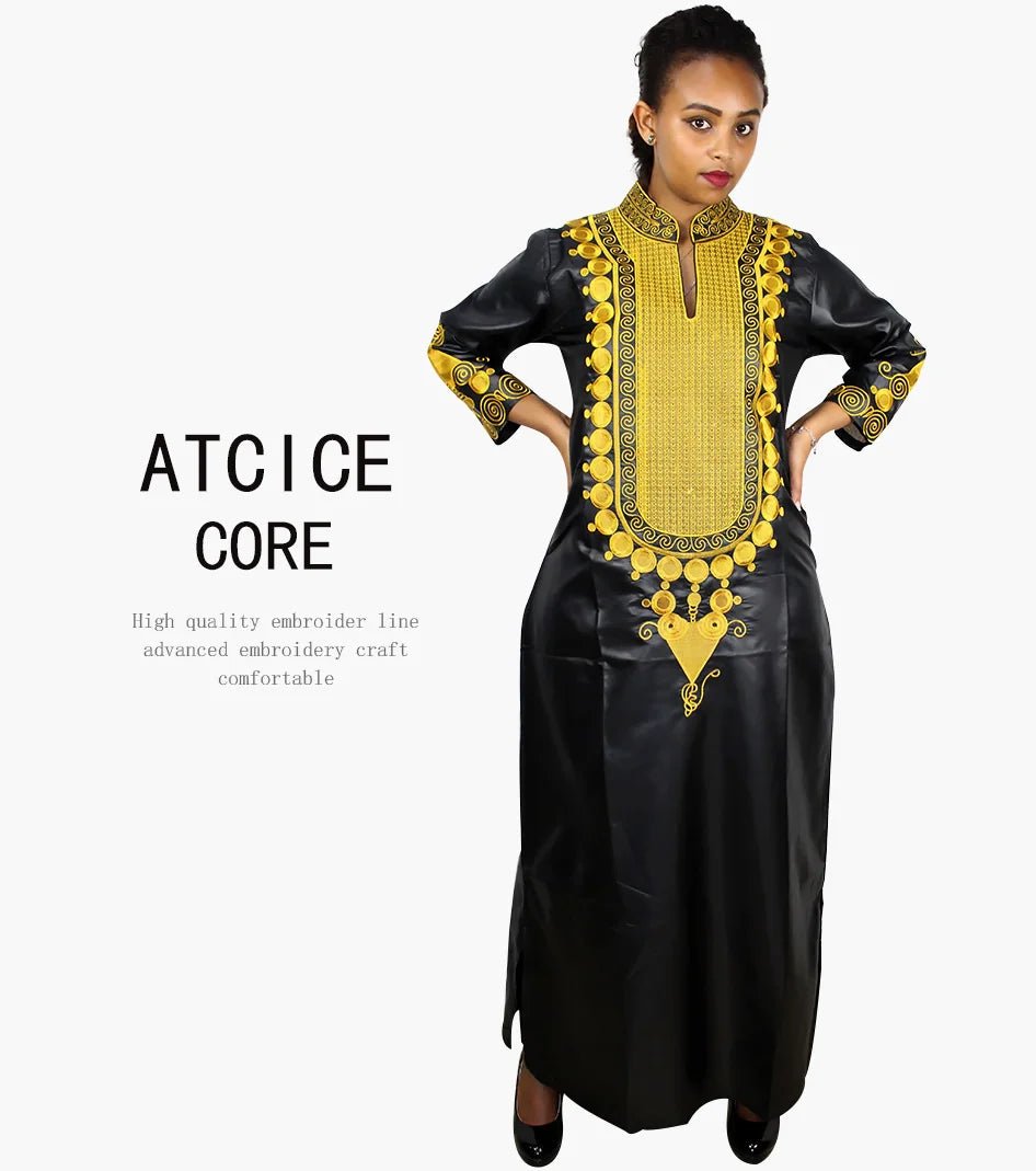 African Women's Kaftan Dress – Embroidered Long Dress Without Scarf - Free Delivery Worldwide only at Flexi Africa