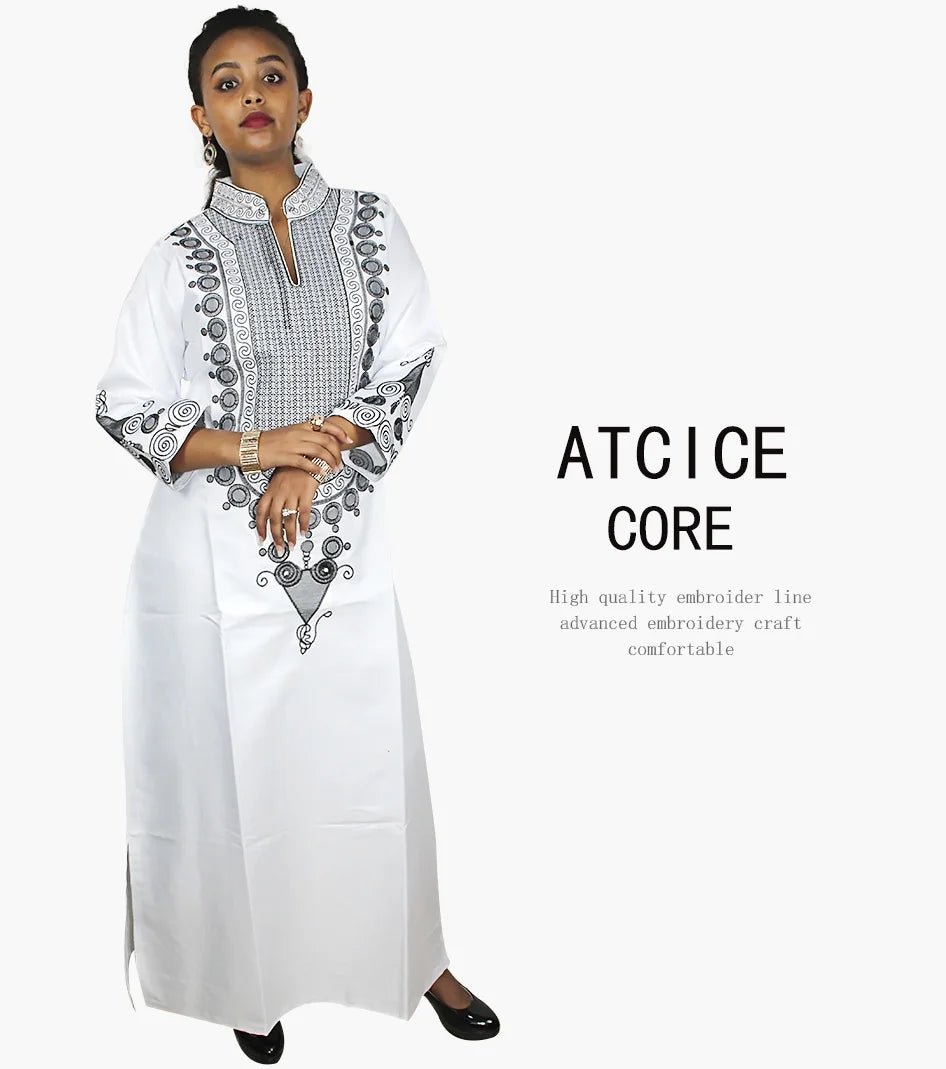 African Women's Kaftan Dress – Embroidered Long Dress Without Scarf - Free Delivery Worldwide only at Flexi Africa