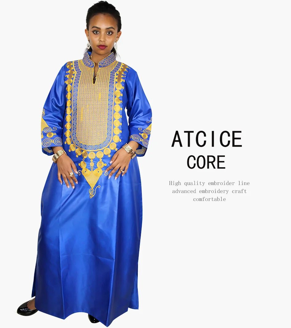 African Women's Kaftan Dress – Embroidered Long Dress Without Scarf - Free Delivery Worldwide only at Flexi Africa