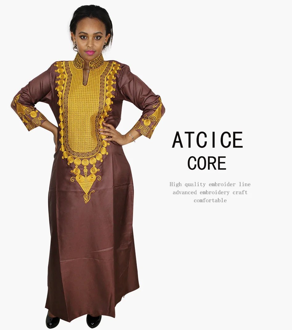 African Women's Kaftan Dress – Embroidered Long Dress Without Scarf - Free Delivery Worldwide only at Flexi Africa