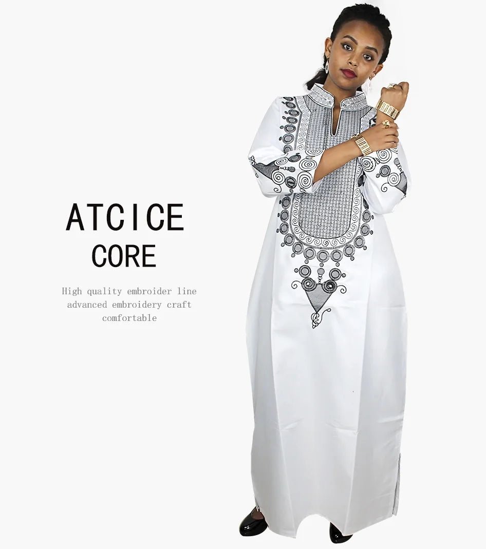 African Women's Kaftan Dress – Embroidered Long Dress Without Scarf - Free Delivery Worldwide only at Flexi Africa