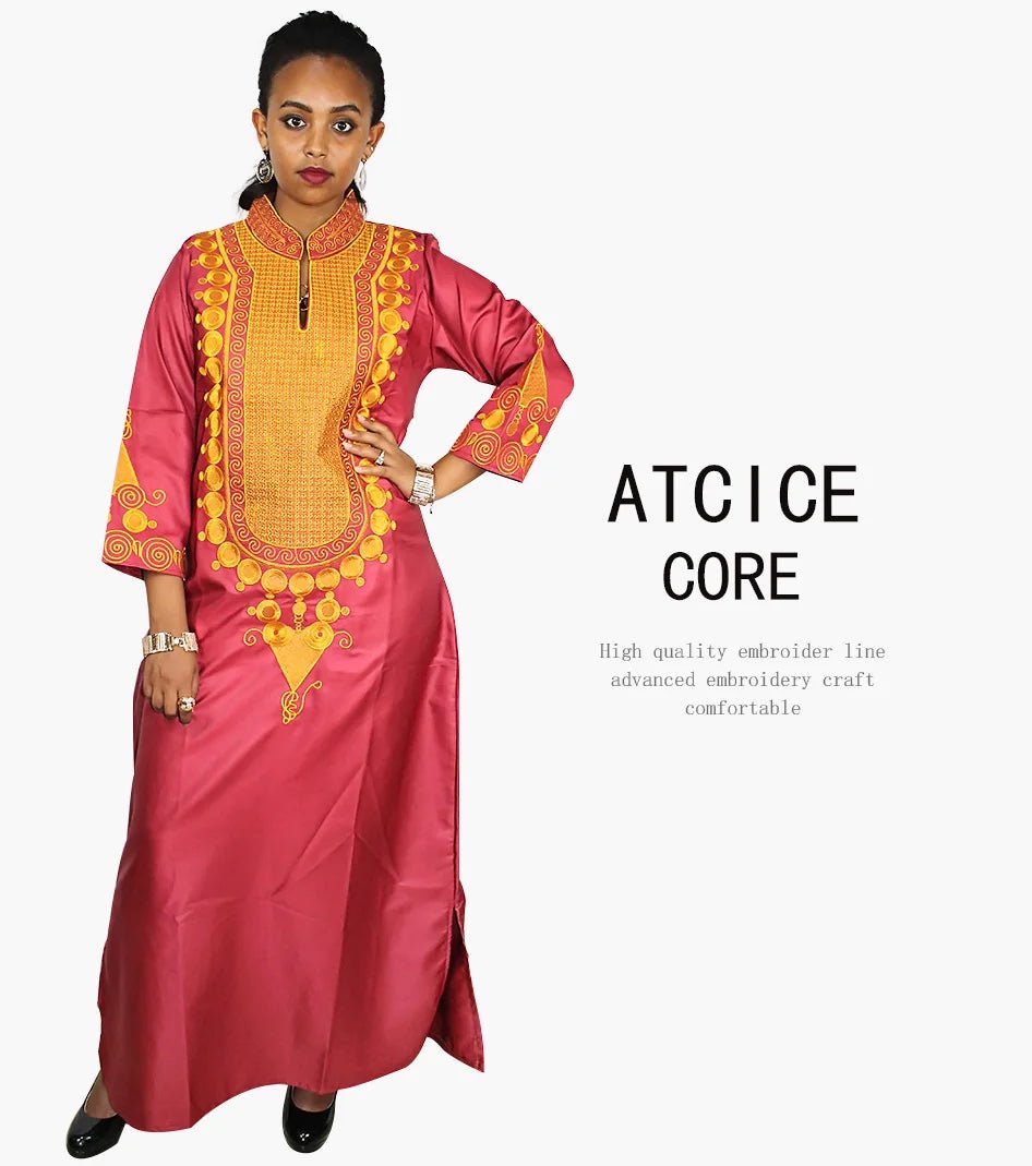 African Women's Kaftan Dress – Embroidered Long Dress Without Scarf - Free Delivery Worldwide only at Flexi Africa