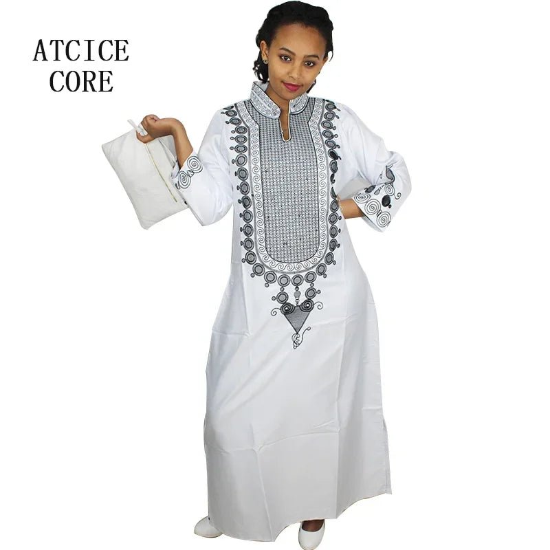 African Women's Kaftan Dress – Embroidered Long Dress Without Scarf - Free Delivery Worldwide only at Flexi Africa
