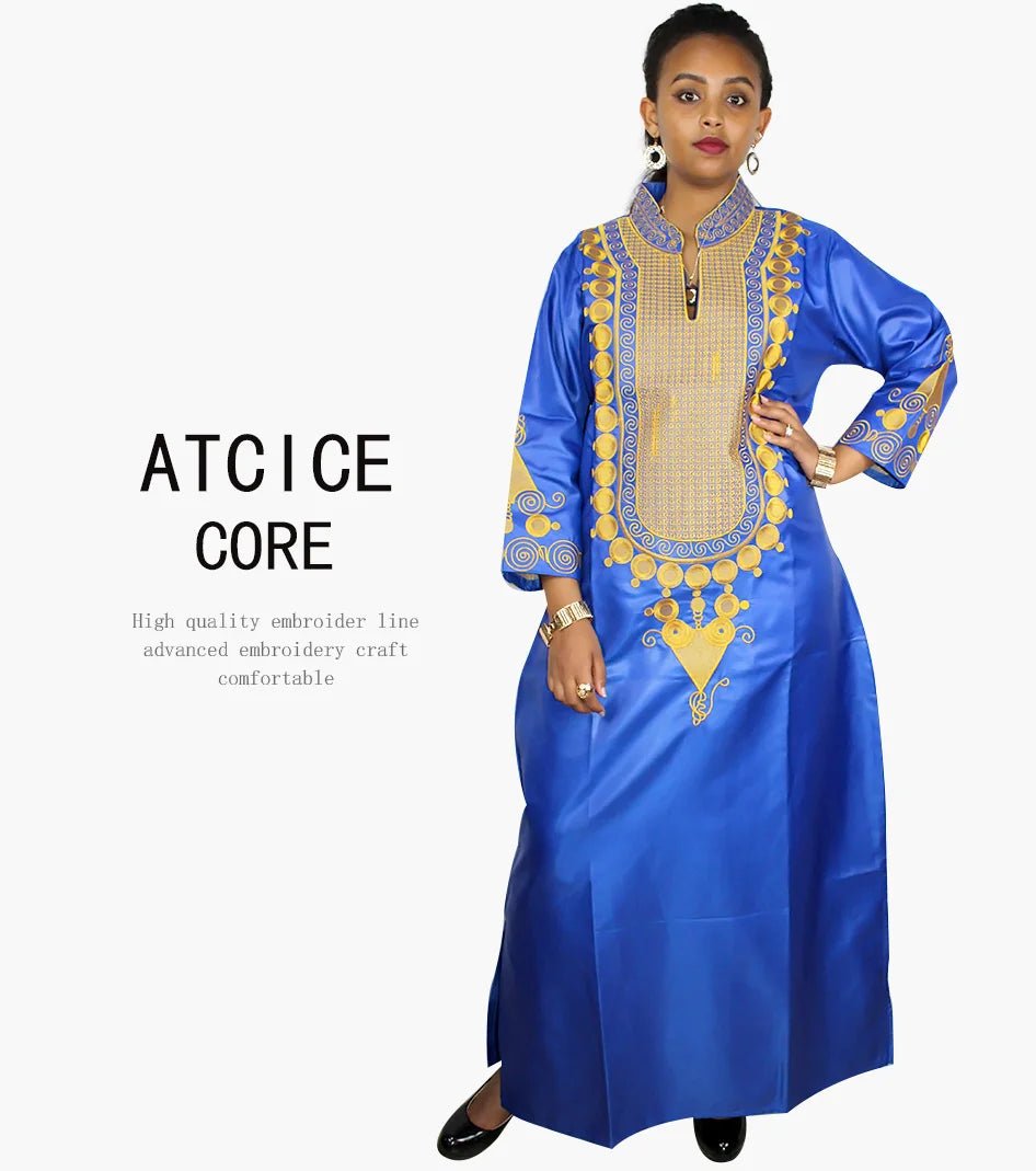 African Women's Kaftan Dress – Embroidered Long Dress Without Scarf - Free Delivery Worldwide only at Flexi Africa
