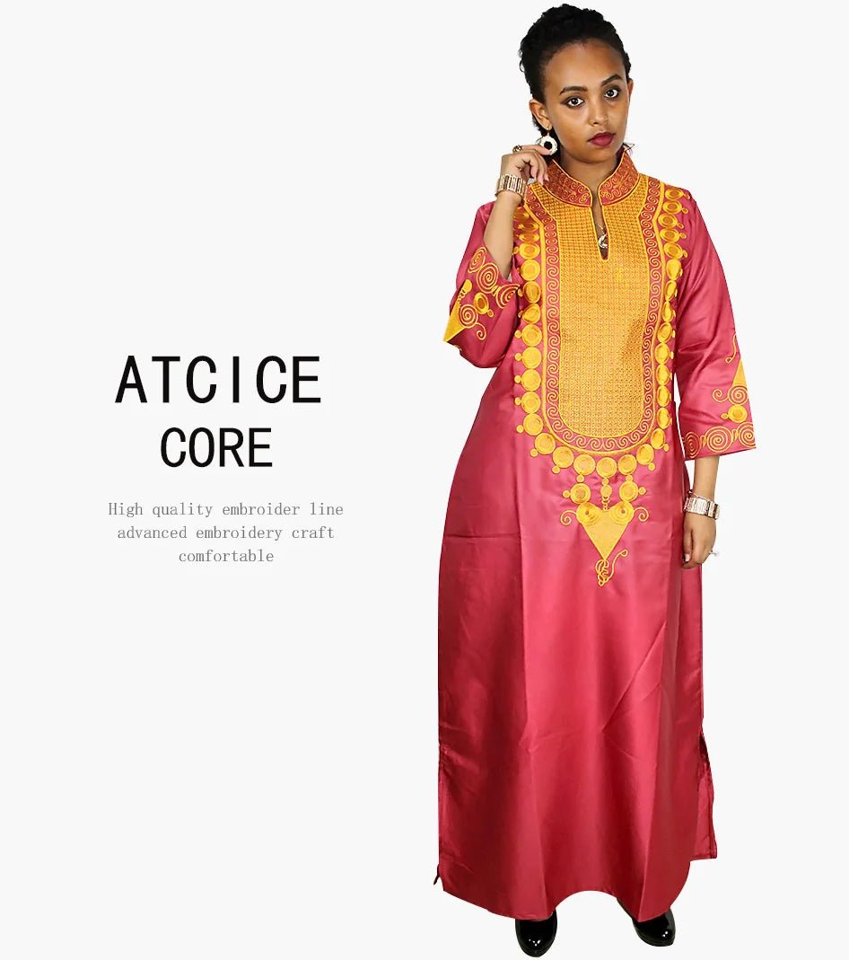 African Women's Kaftan Dress – Embroidered Long Dress Without Scarf - Free Delivery Worldwide only at Flexi Africa