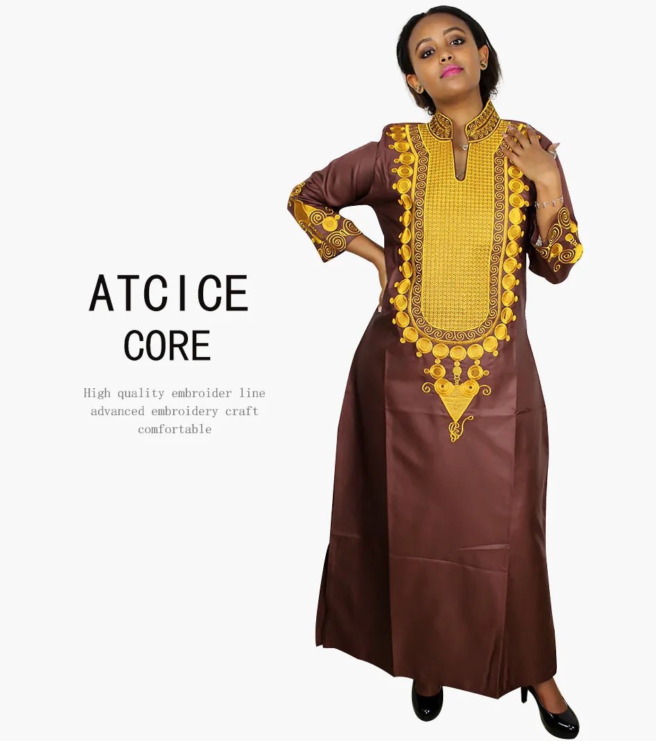 African Women's Kaftan Dress – Embroidered Long Dress Without Scarf - Free Delivery Worldwide only at Flexi Africa
