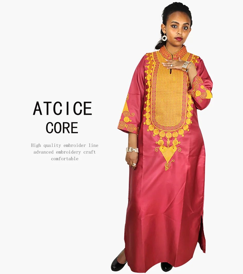 African Women's Kaftan Dress – Embroidered Long Dress Without Scarf - Free Delivery Worldwide only at Flexi Africa