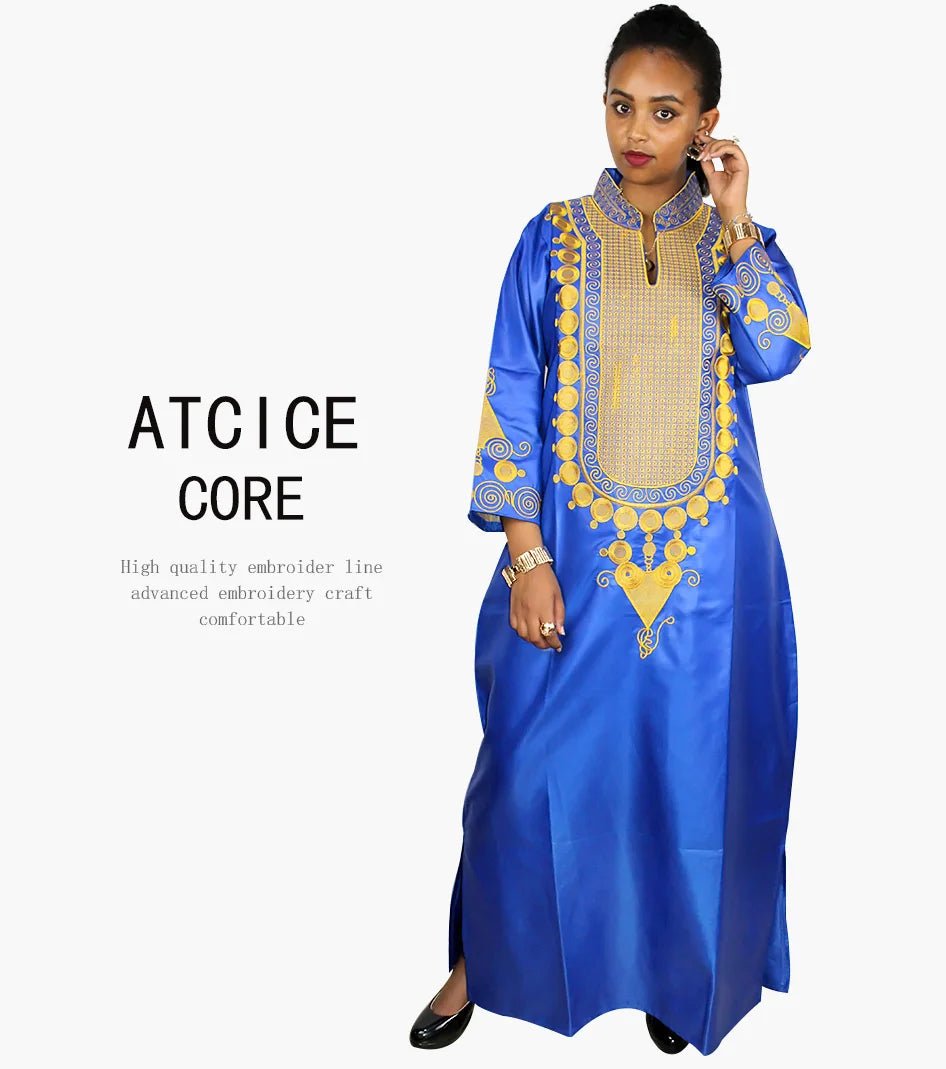 African Women's Kaftan Dress – Embroidered Long Dress Without Scarf - Free Delivery Worldwide only at Flexi Africa