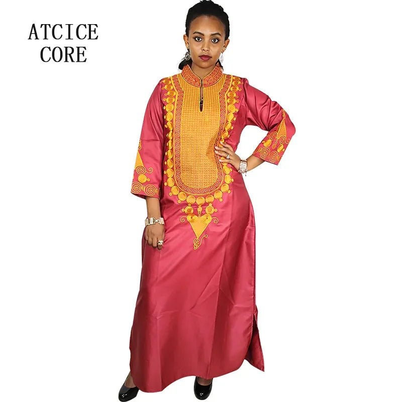 African Women's Kaftan Dress – Embroidered Long Dress Without Scarf - Free Delivery Worldwide only at Flexi Africa