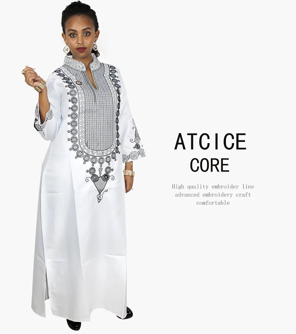 African Women's Kaftan Dress – Embroidered Long Dress Without Scarf - Free Delivery Worldwide only at Flexi Africa