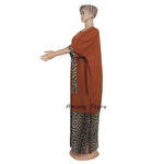 African Women’s Long Dress – Leopard Accent, Stretch Lanon Fabric, O - Neck Plus Size Fashion Gown - Free Delivery Worldwide only at Flexi Africa