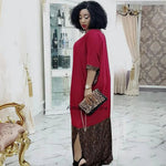 African Women’s Long Dress – Leopard Accent, Stretch Lanon Fabric, O - Neck Plus Size Fashion Gown - Free Delivery Worldwide only at Flexi Africa