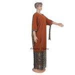 African Women’s Long Dress – Leopard Accent, Stretch Lanon Fabric, O - Neck Plus Size Fashion Gown - Free Delivery Worldwide only at Flexi Africa