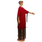 African Women’s Long Dress – Leopard Accent, Stretch Lanon Fabric, O - Neck Plus Size Fashion Gown - Free Delivery Worldwide only at Flexi Africa