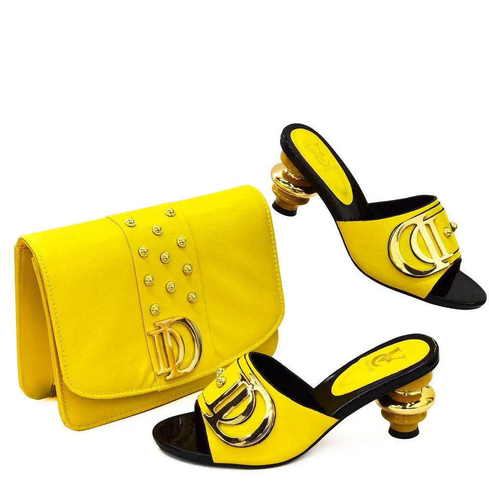 African Women’s Low Heel Leather Slippers with Matching Bag – Comfortable Casual Fashion Set - Free Delivery at Flexi Africa