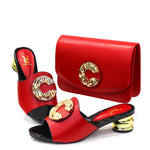 African Women’s Low Heel Leather Slippers with Matching Bag – Comfortable Casual Fashion Set - Free Delivery Worldwide only at Flexi Africa