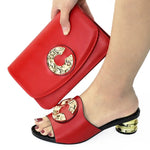 African Women’s Low Heel Leather Slippers with Matching Bag – Comfortable Casual Fashion Set - Free Delivery Worldwide only at Flexi Africa